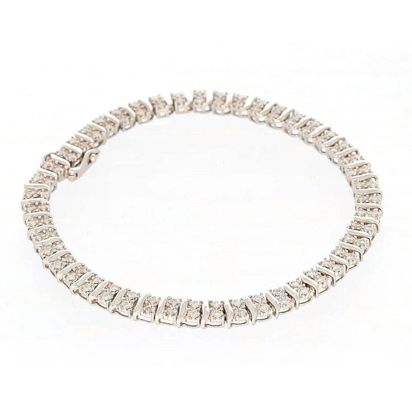 Sterling Silver Round Brilliant Cut 1 Carat tw of Diamonds Tennis Bracelet