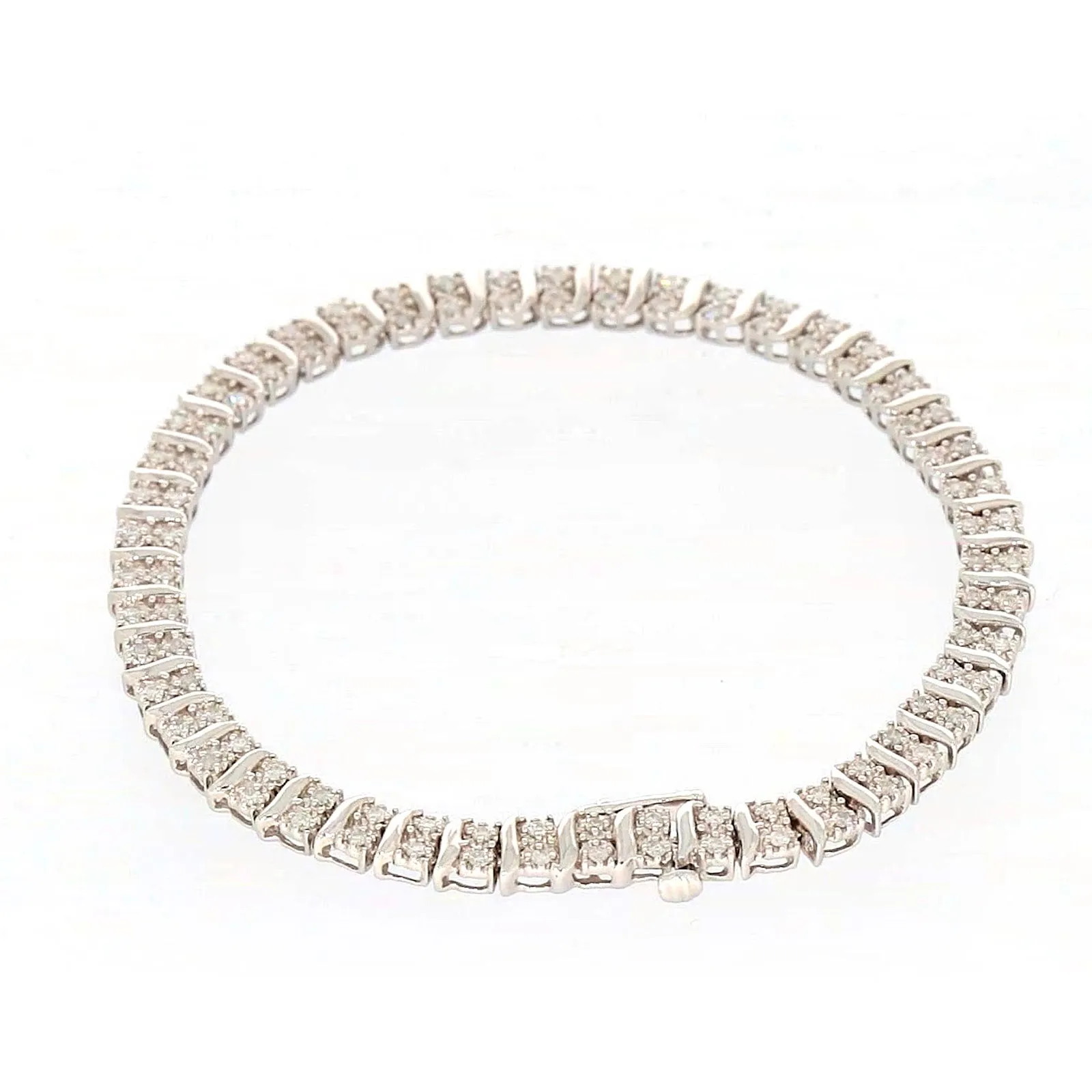 Sterling Silver Round Brilliant Cut 1 Carat tw of Diamonds Tennis Bracelet