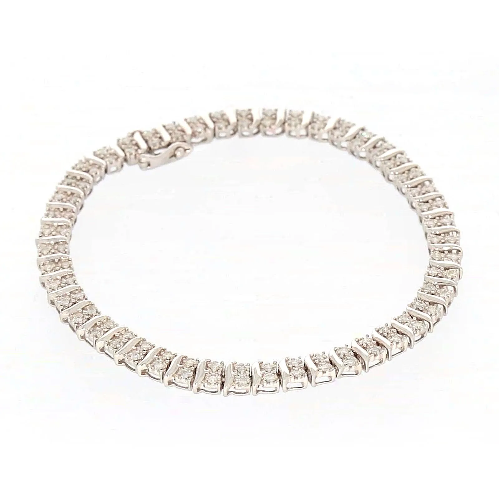 Sterling Silver Round Brilliant Cut 1 Carat tw of Diamonds Tennis Bracelet