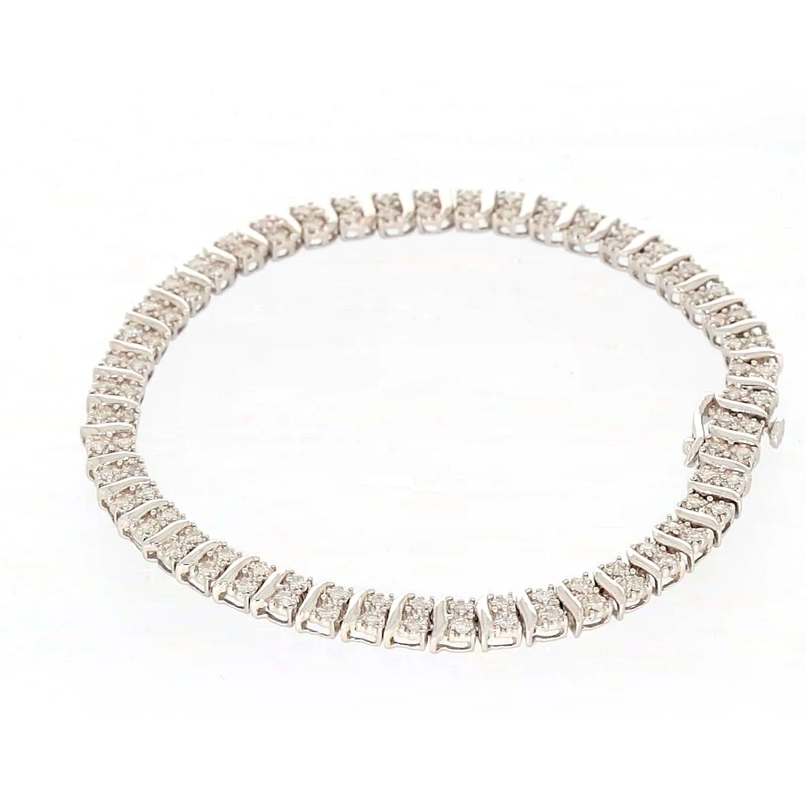 Sterling Silver Round Brilliant Cut 1 Carat tw of Diamonds Tennis Bracelet