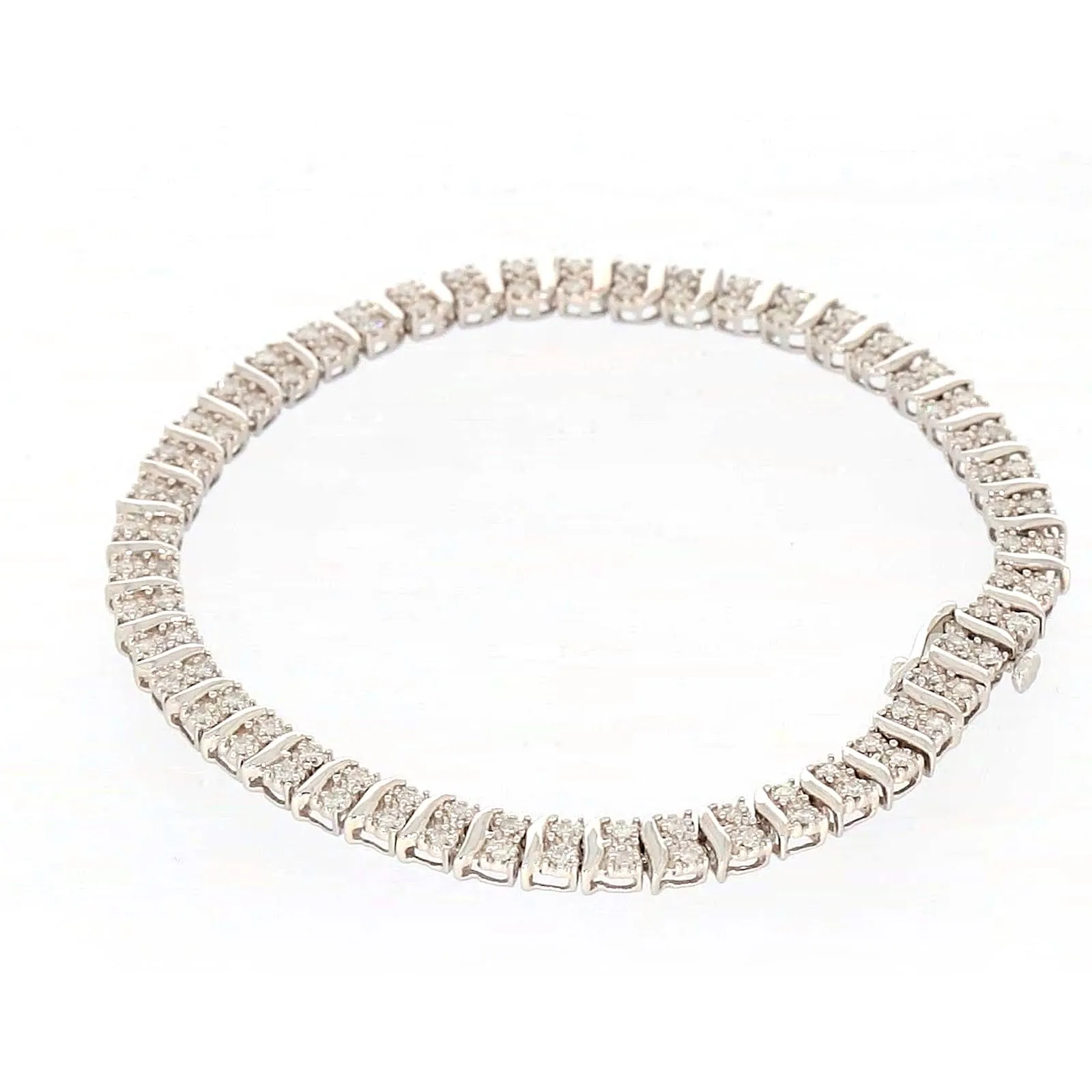 Sterling Silver Round Brilliant Cut 1 Carat tw of Diamonds Tennis Bracelet