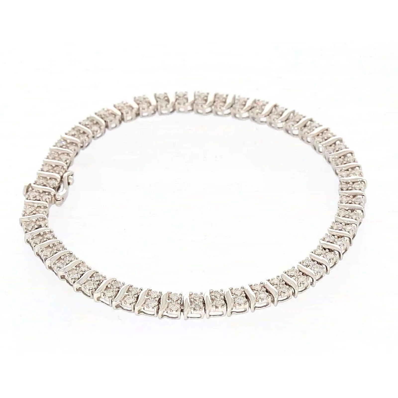 Sterling Silver Round Brilliant Cut 1 Carat tw of Diamonds Tennis Bracelet