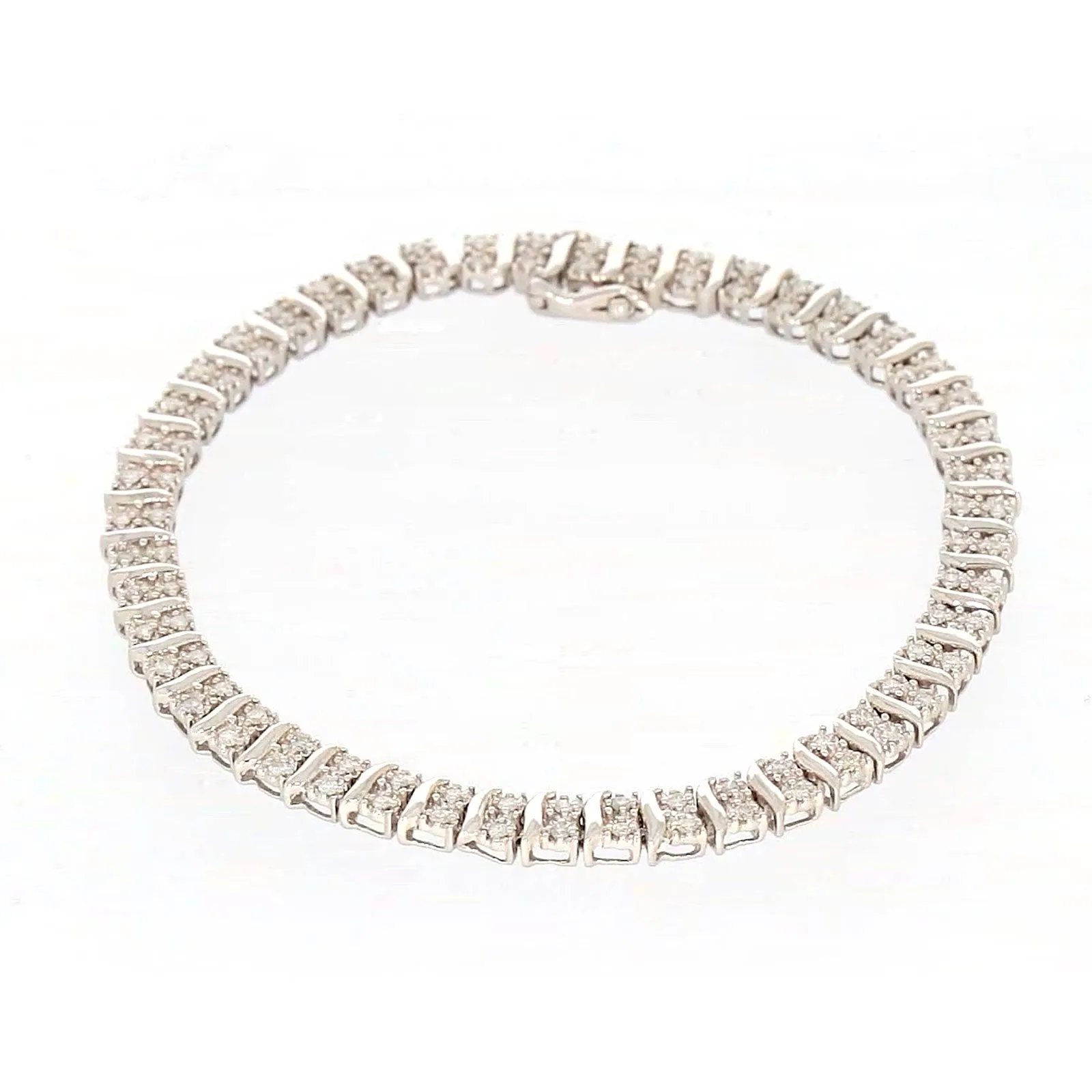 Sterling Silver Round Brilliant Cut 1 Carat tw of Diamonds Tennis Bracelet