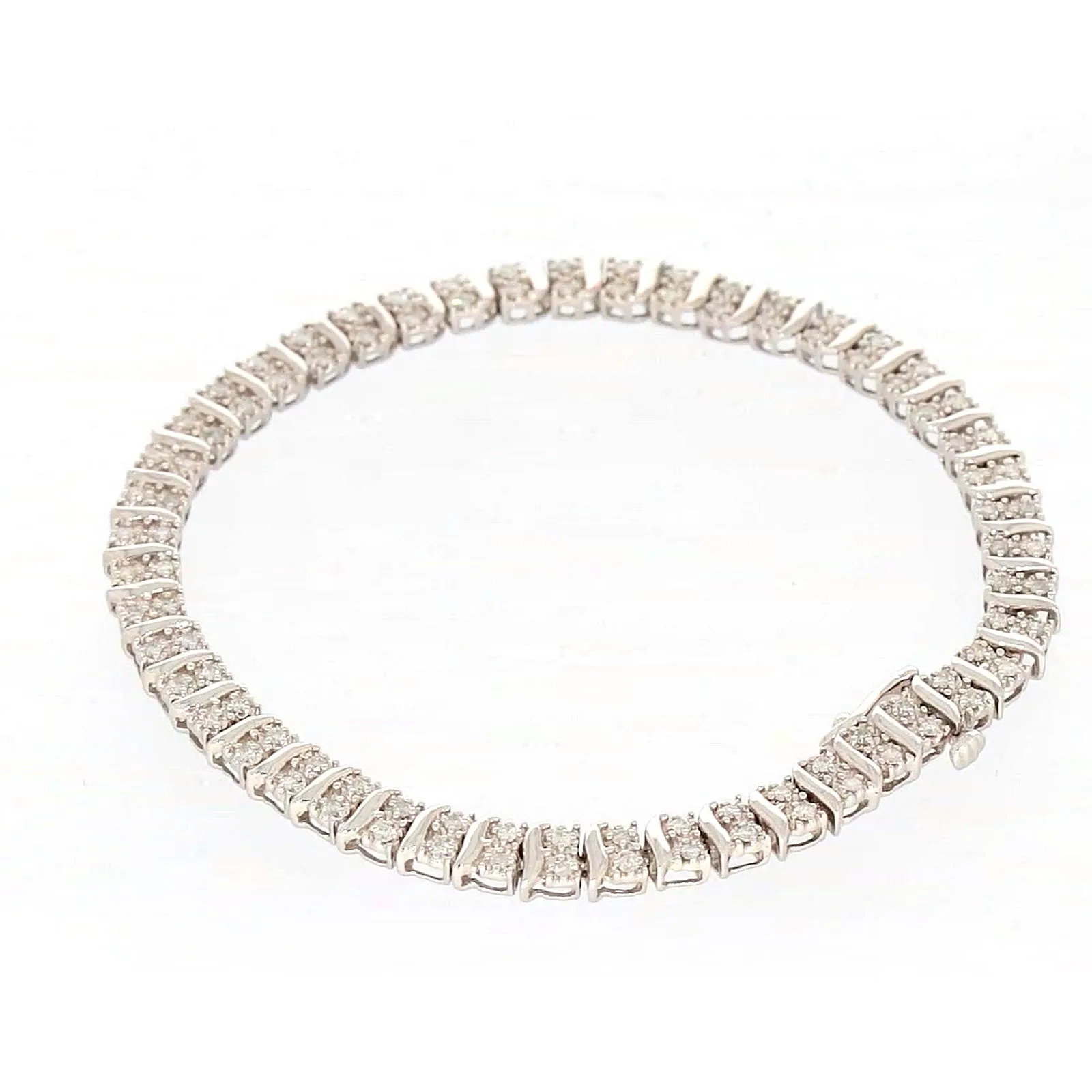 Sterling Silver Round Brilliant Cut 1 Carat tw of Diamonds Tennis Bracelet