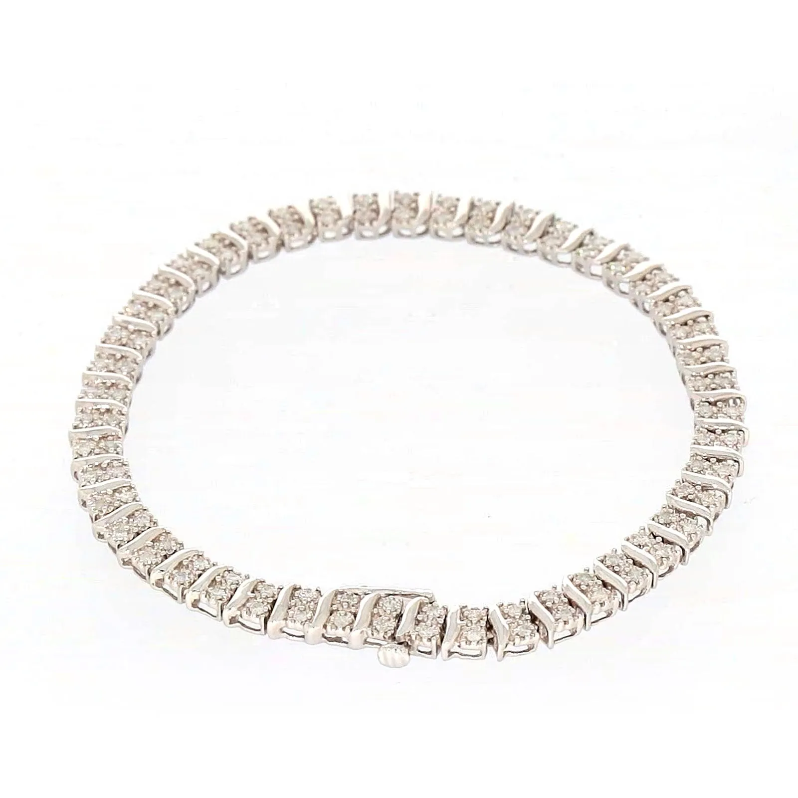 Sterling Silver Round Brilliant Cut 1 Carat tw of Diamonds Tennis Bracelet