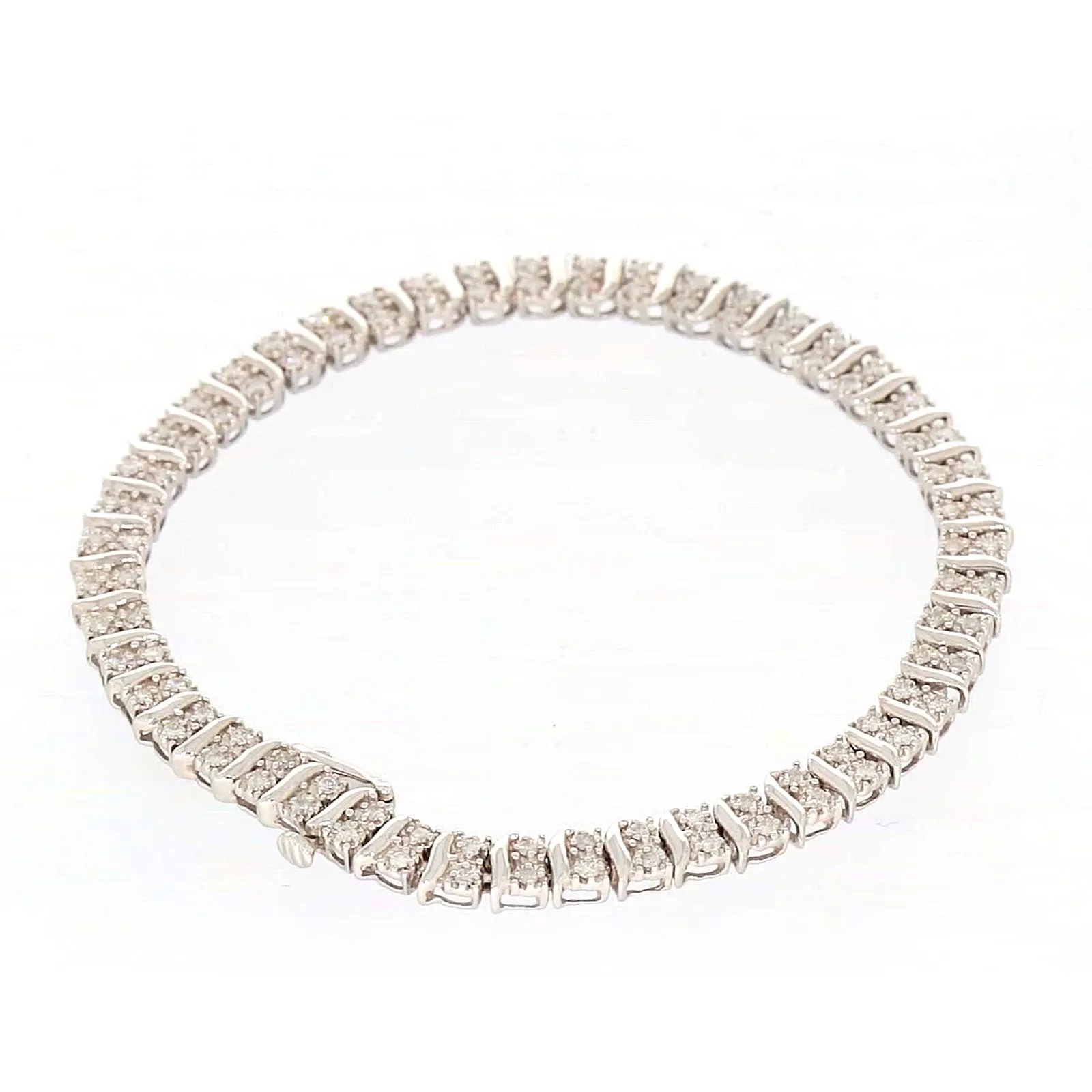 Sterling Silver Round Brilliant Cut 1 Carat tw of Diamonds Tennis Bracelet