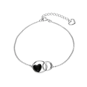 Sterling Silver Whitby Jet Entwined Heart Bracelet