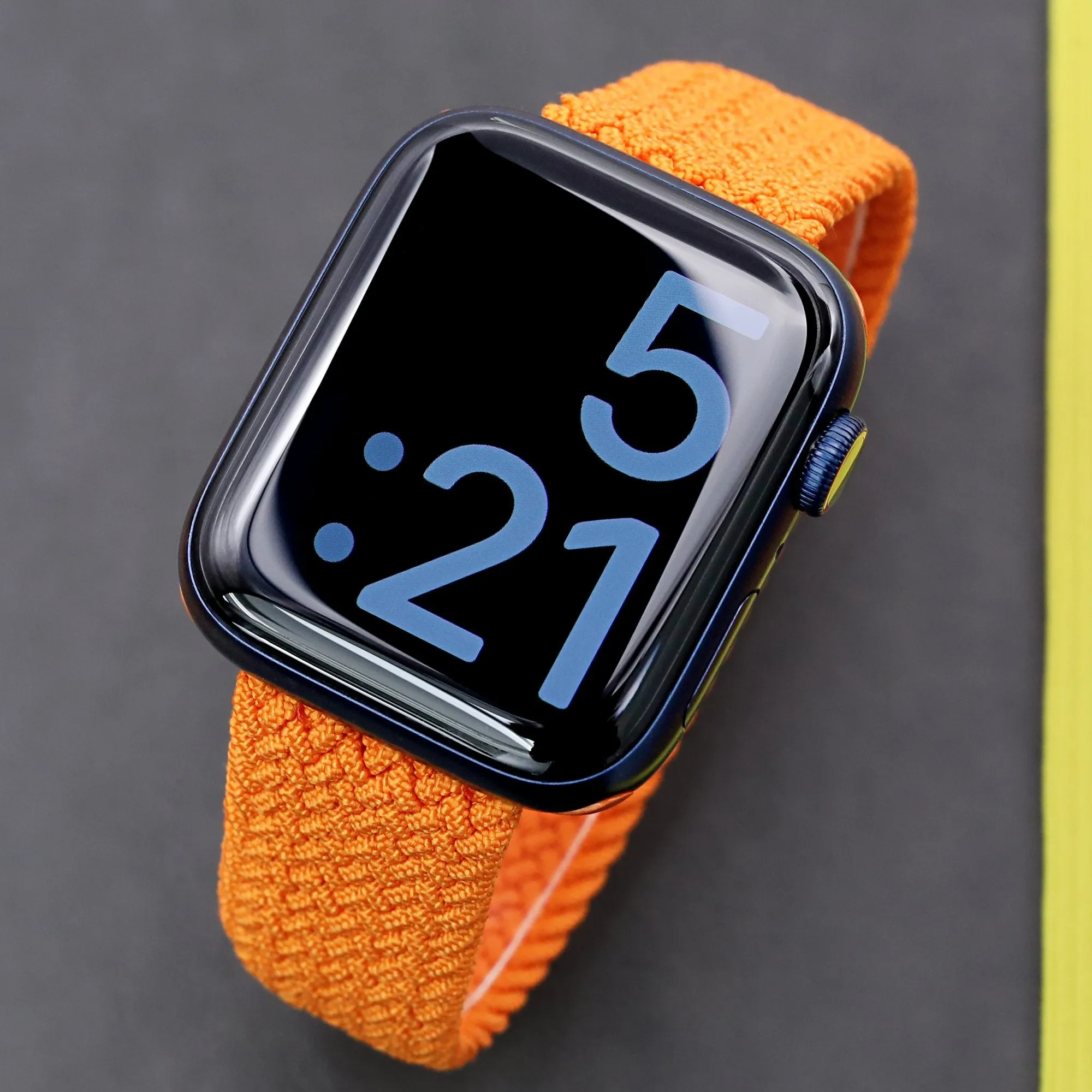 Stretchable Orange Solo Loop Braided compatible with Apple Watch 44mm / 42mm models