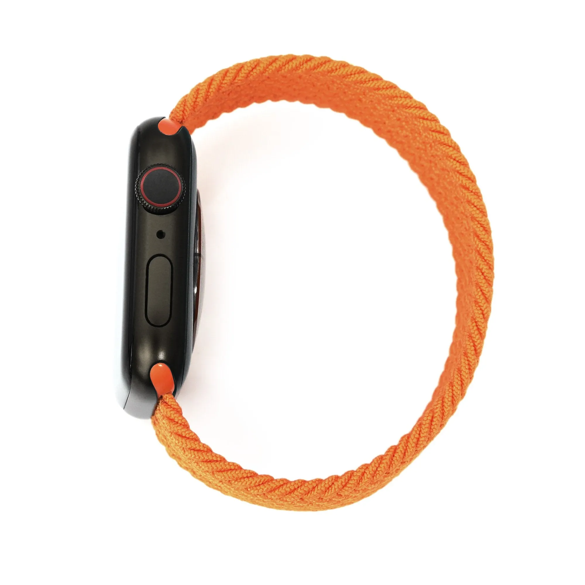 Stretchable Orange Solo Loop Braided compatible with Apple Watch 44mm / 42mm models