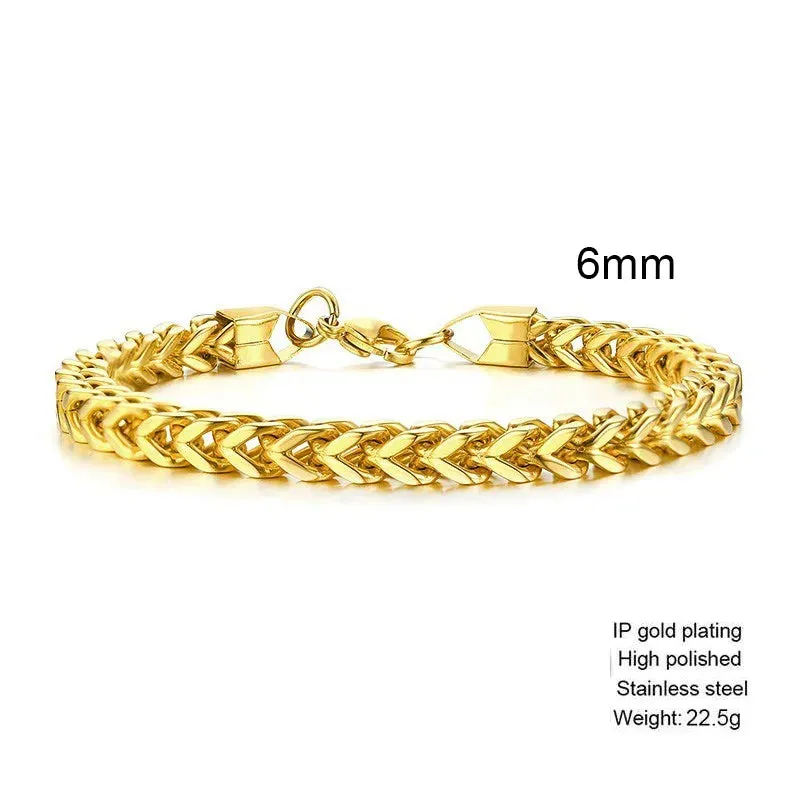 STYLISH STAINLESS STEEL BALI FOXTAIL CHAIN BRACELET FOR MEN DOUBLE FRANCO LINK CHAINS BRACELETS ARMBAND MALE JEWELRY