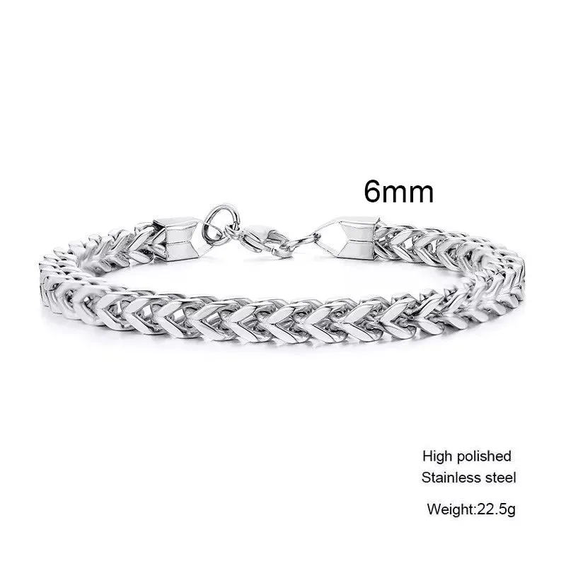 STYLISH STAINLESS STEEL BALI FOXTAIL CHAIN BRACELET FOR MEN DOUBLE FRANCO LINK CHAINS BRACELETS ARMBAND MALE JEWELRY