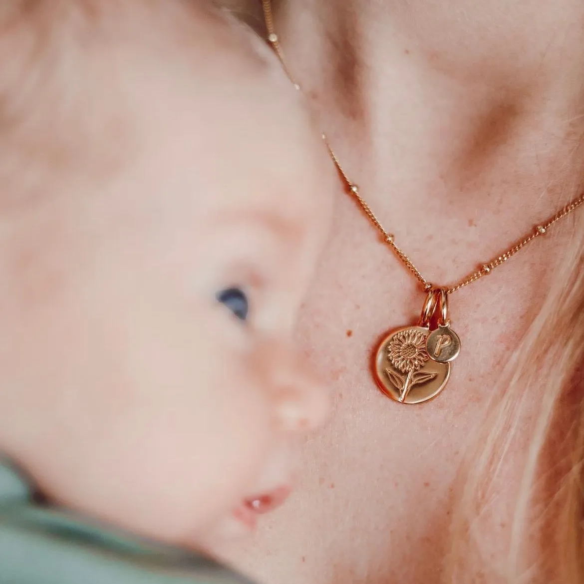 Sunflower Necklace With Custom Initial