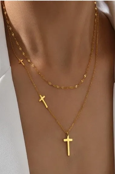 The Adah 18K Gold Plated Dainty Cross Necklace