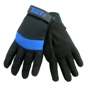 Tillman Black And Blue TrueFit Nylon And Spandex Full Finger Mechanics Gloves With Neoprene/Hook And Loop Cuff