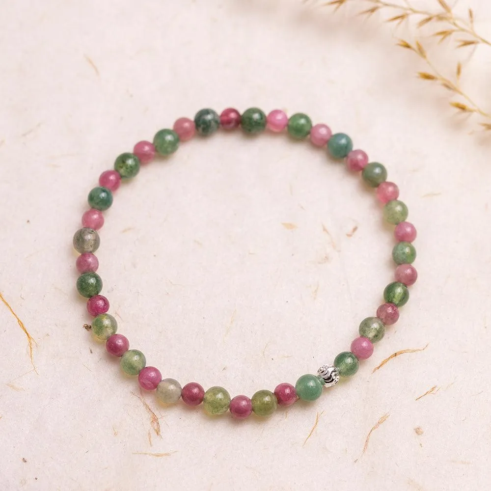 Tourmaline and Moss Agate Gemstone Bracelet 4mm