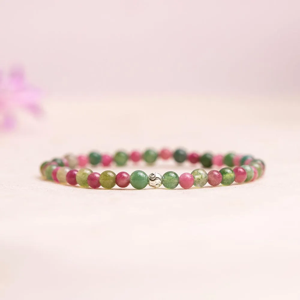 Tourmaline and Moss Agate Gemstone Bracelet 4mm