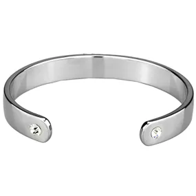 Two-Tone White Metal Bangle with Top Grade Crystal in K2 for Women Style LO3625