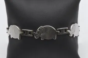 Vintage Elephant Link Bracelet - 7.25"