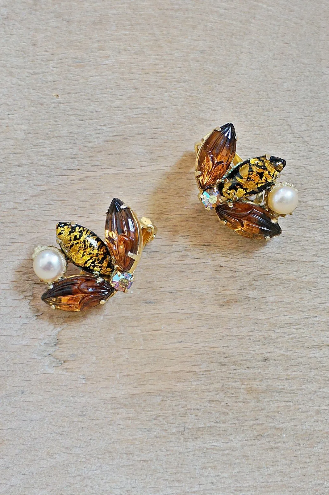 Vintage Jeweled  Bee Earrings