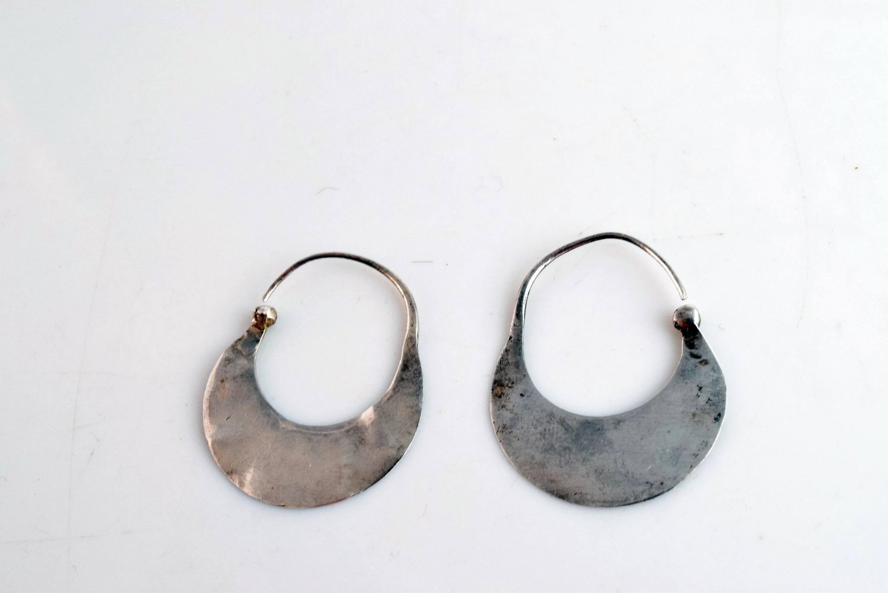 Vintage Small Tuareg Silver Hoop Earrings