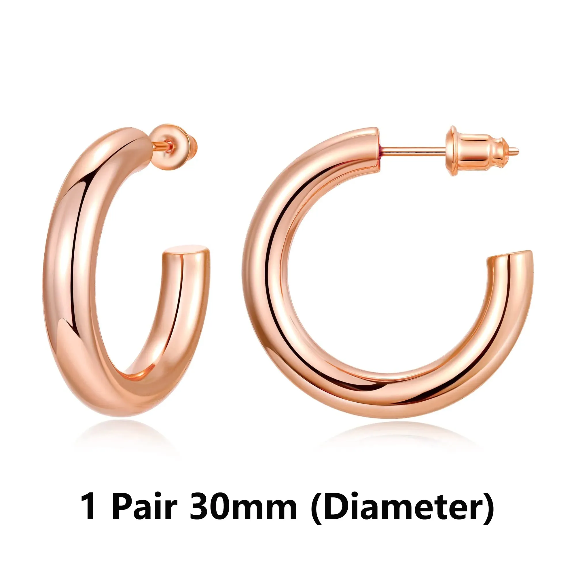 Vonmoos Hoop Earrings for Women Cute 14K Real Gold Plated Copper Hoop With 925 Sterling Silver Post New Modern Jewelry For Women