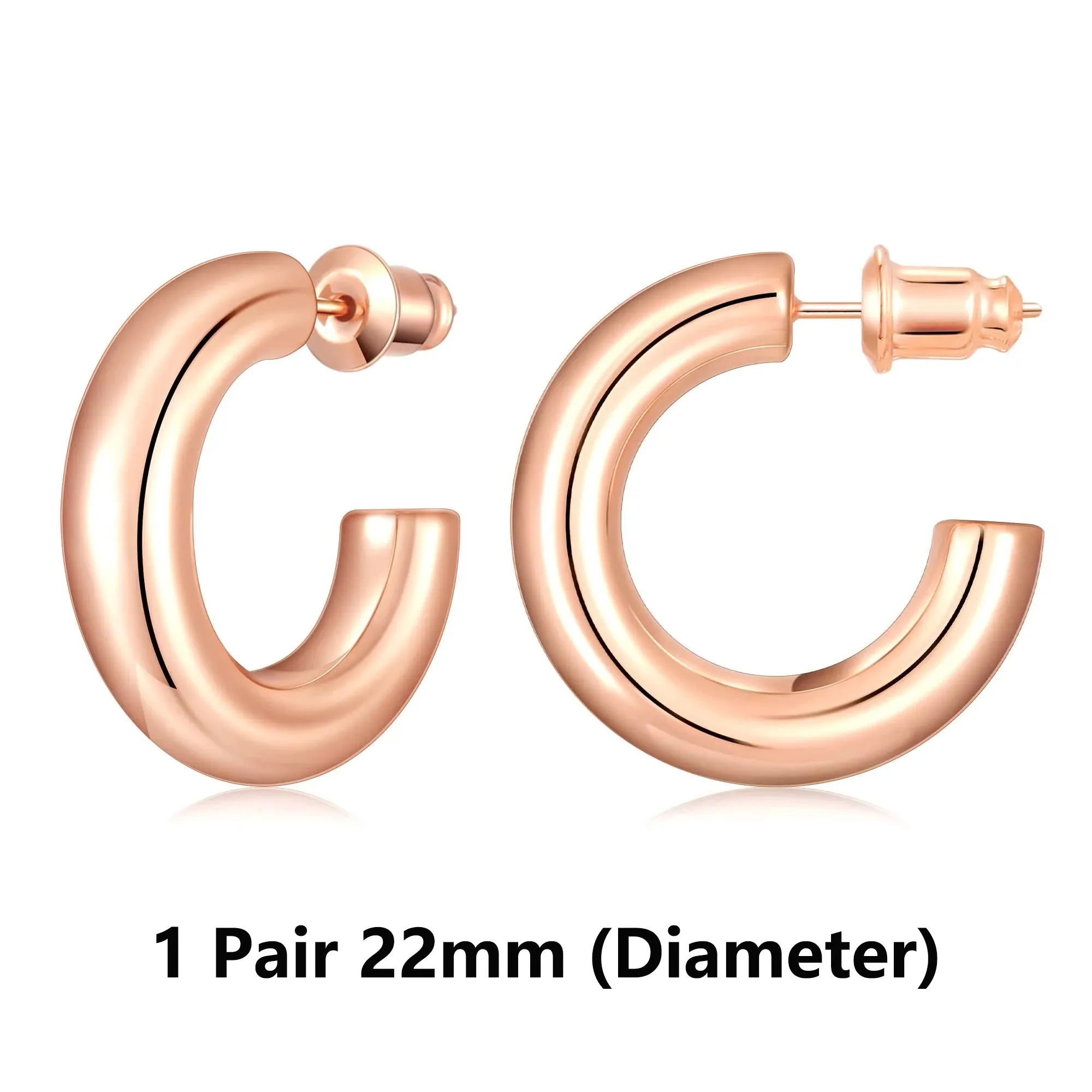 Vonmoos Hoop Earrings for Women Cute 14K Real Gold Plated Copper Hoop With 925 Sterling Silver Post New Modern Jewelry For Women