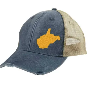 West Virginia | Distressed Snapback Trucker | state cap | many color choices