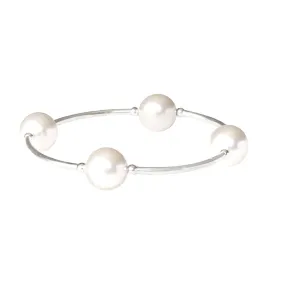 White Pearl Blessing Bracelet Sterling S 12mm