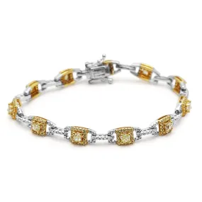 Yellow & White Diamond Set Bracelet - 18ct Yellow and White Gold