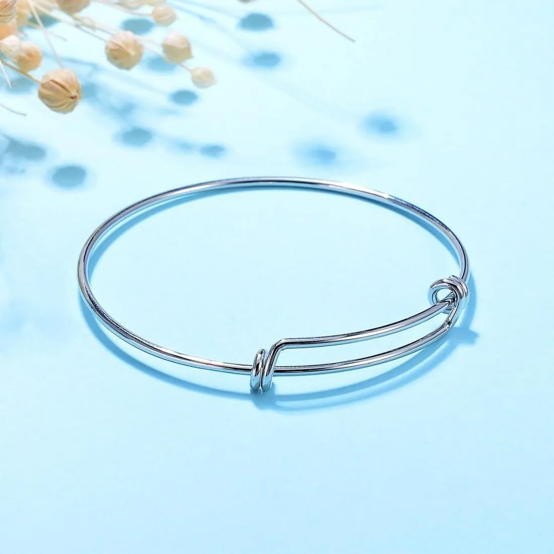 Yellow Chimes Bracelet for Women and Girlls Fashion Silver Bangle Bracelets for Women | Stainless Steel Adjustable Wire Blank Bracelets | Birthday Gift For Women & Girls | DIY Jewelry Making