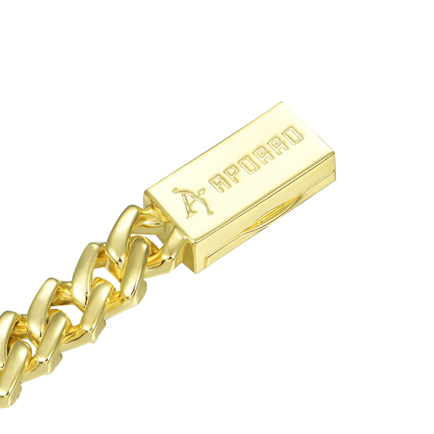 Yellow Gold Emerald Cut Prong Cuban Link Bracelet - 10mm